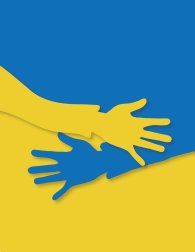 gelbe und blaue Hand
