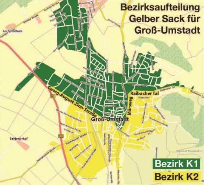 Bezirksaufteilung Gelber Sack