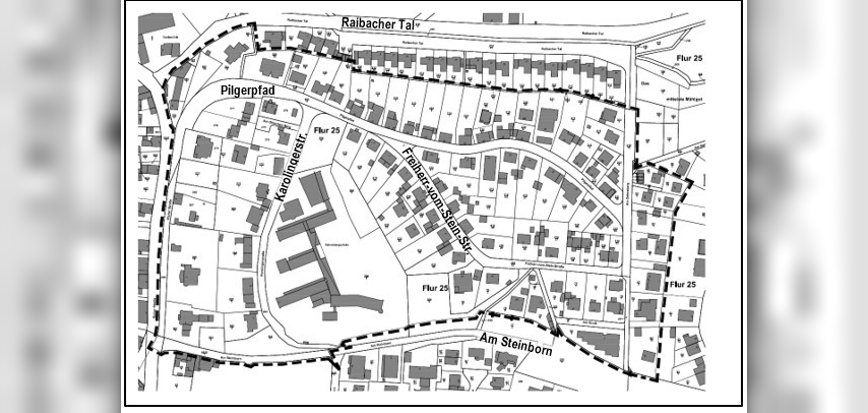 Abbildung       Auszug aus dem amtlichen Liegenschaftskataster mit Eintragung der Grenze des           räumlichen Geltungsbereiches des Bebauungsplanes „Geiersberg, Teil 4“ (strichlierte Umgrenzungslinie), ohne Maßstab