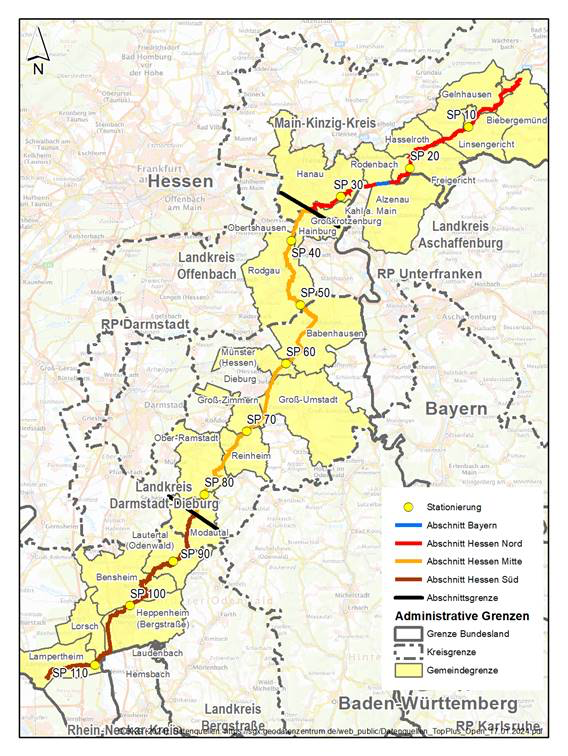 Plan der Spessart-Odenwald-Leitung