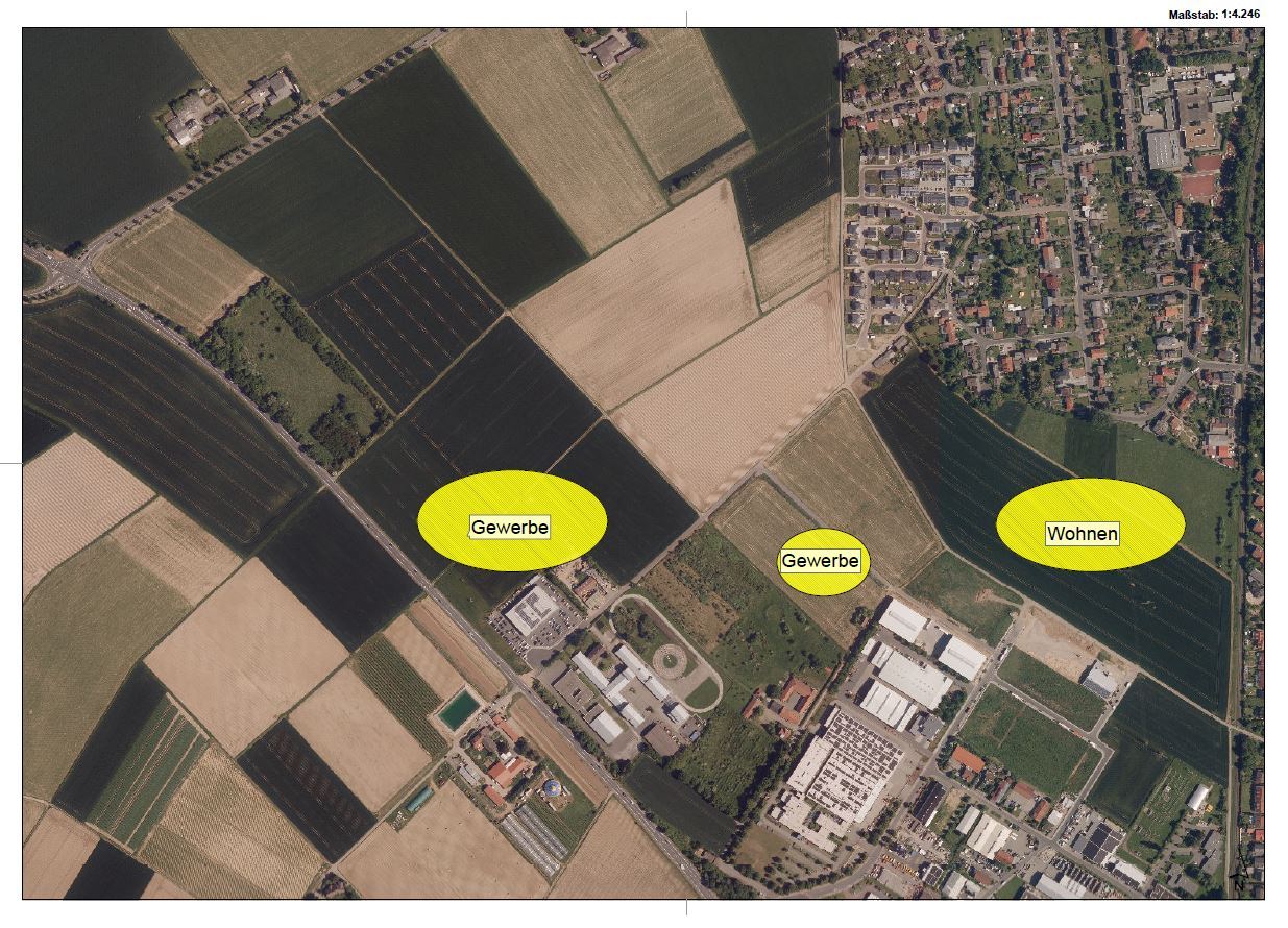 Luftbild Gewerbegebiet West und Baugebiet Nordspange Willy-Brandt-Anlage