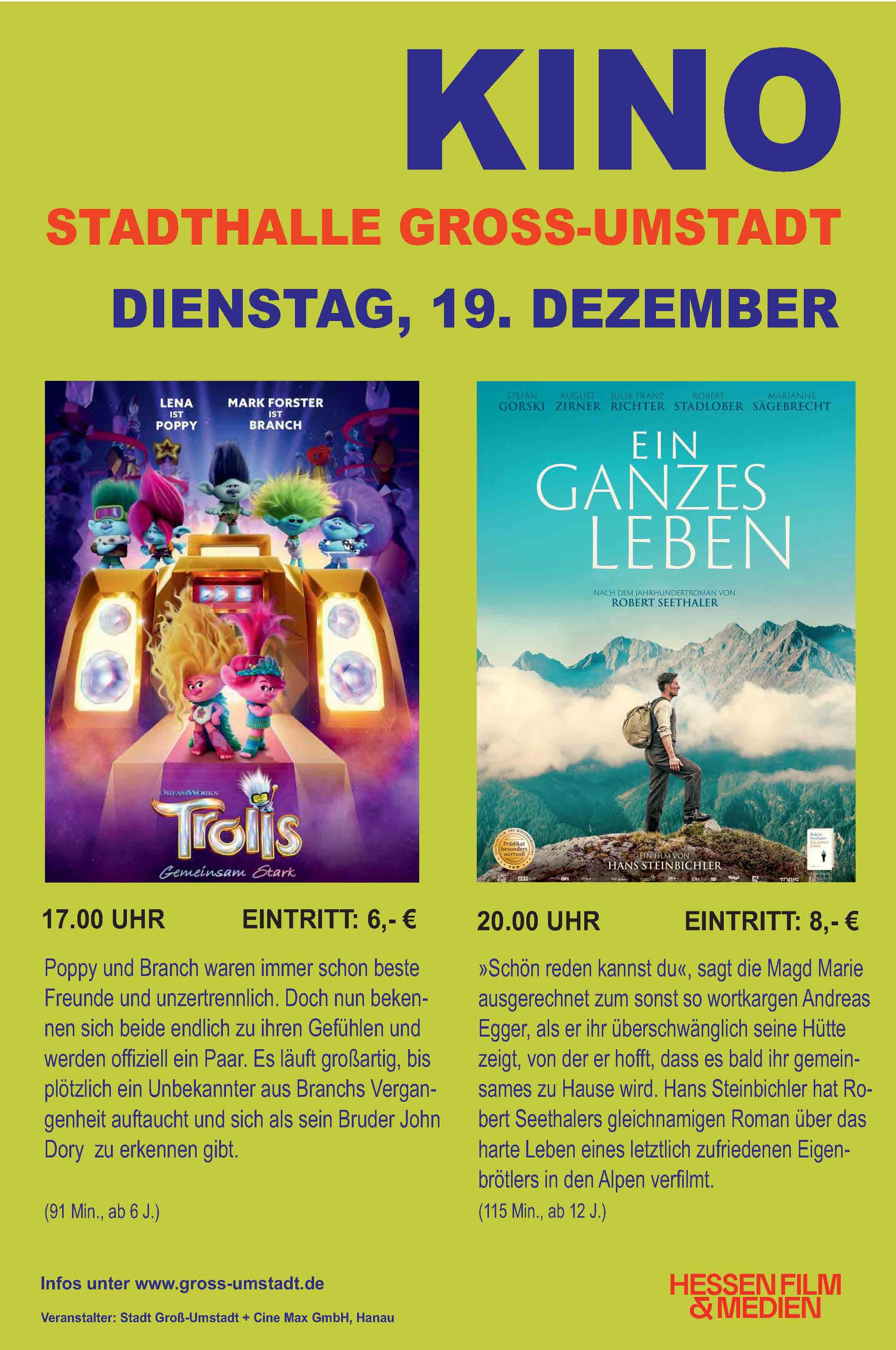 Kombiplakat Kino Trolls  und Ein ganzes Leben