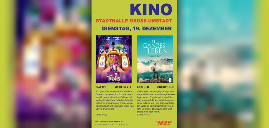 Kombiplakat Kino Trolls  und Ein ganzes Leben