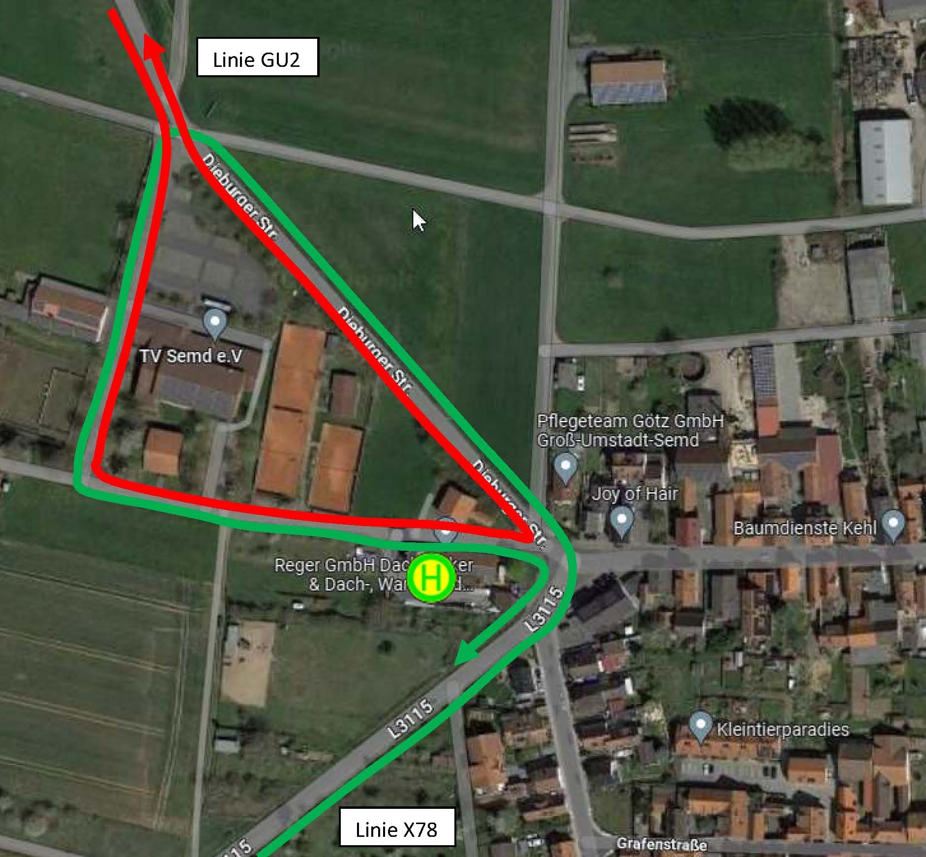 Ersatzhaltestelle Semd