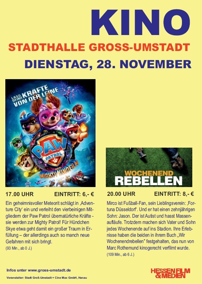 Kino Kombiplakat - Paw Patrol und Wochenendrebellen