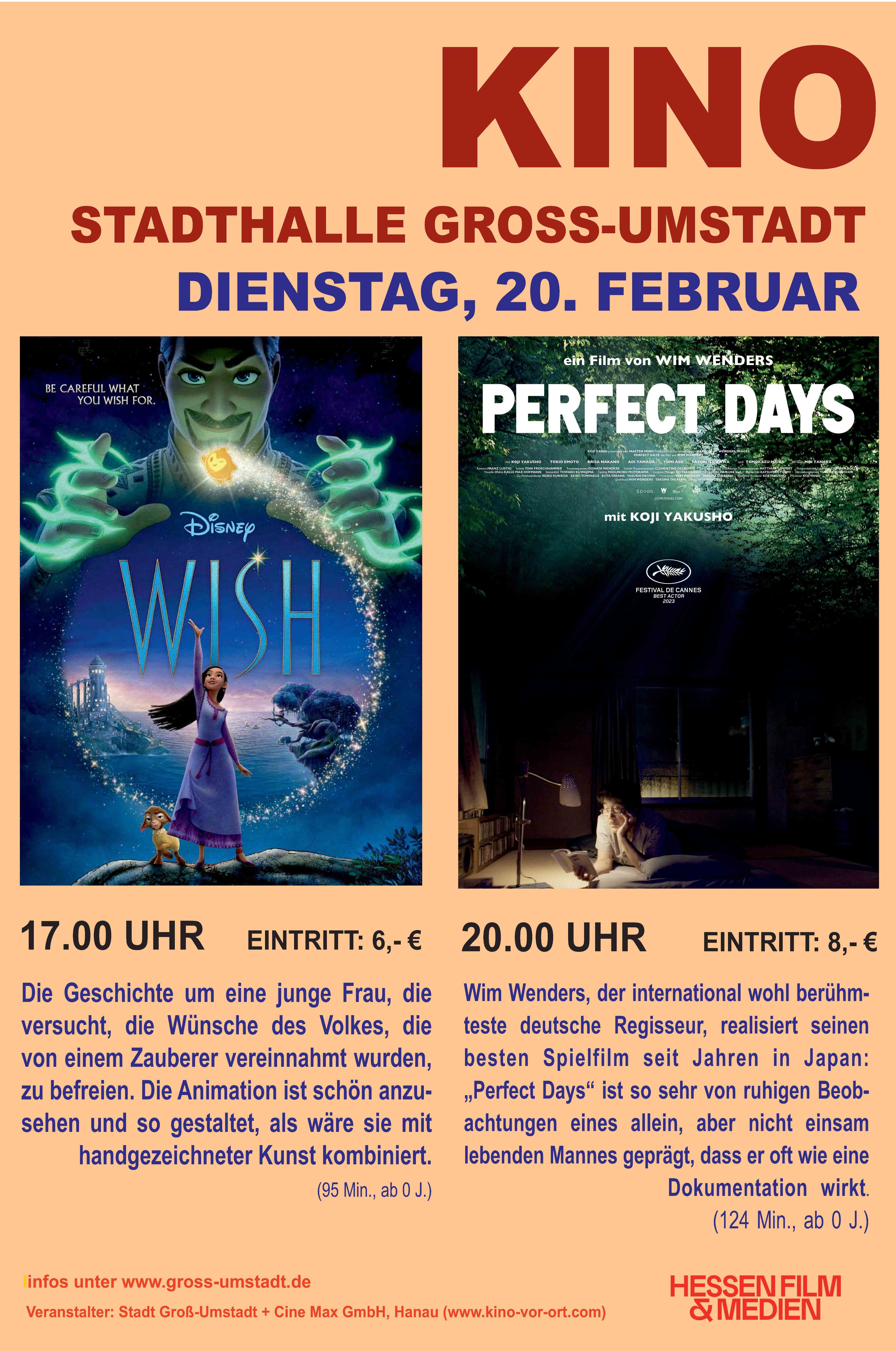 Kino in der Stadthalle - Wish und Perfect Days