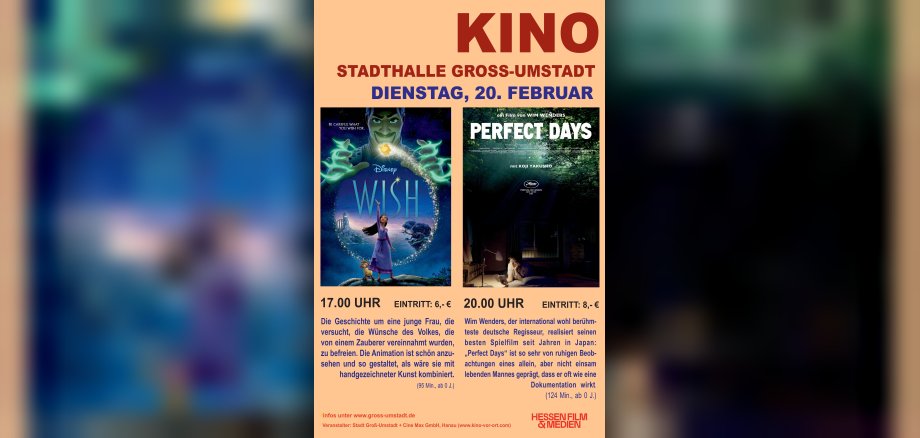 Kino in der Stadthalle - Wish und Perfect Days