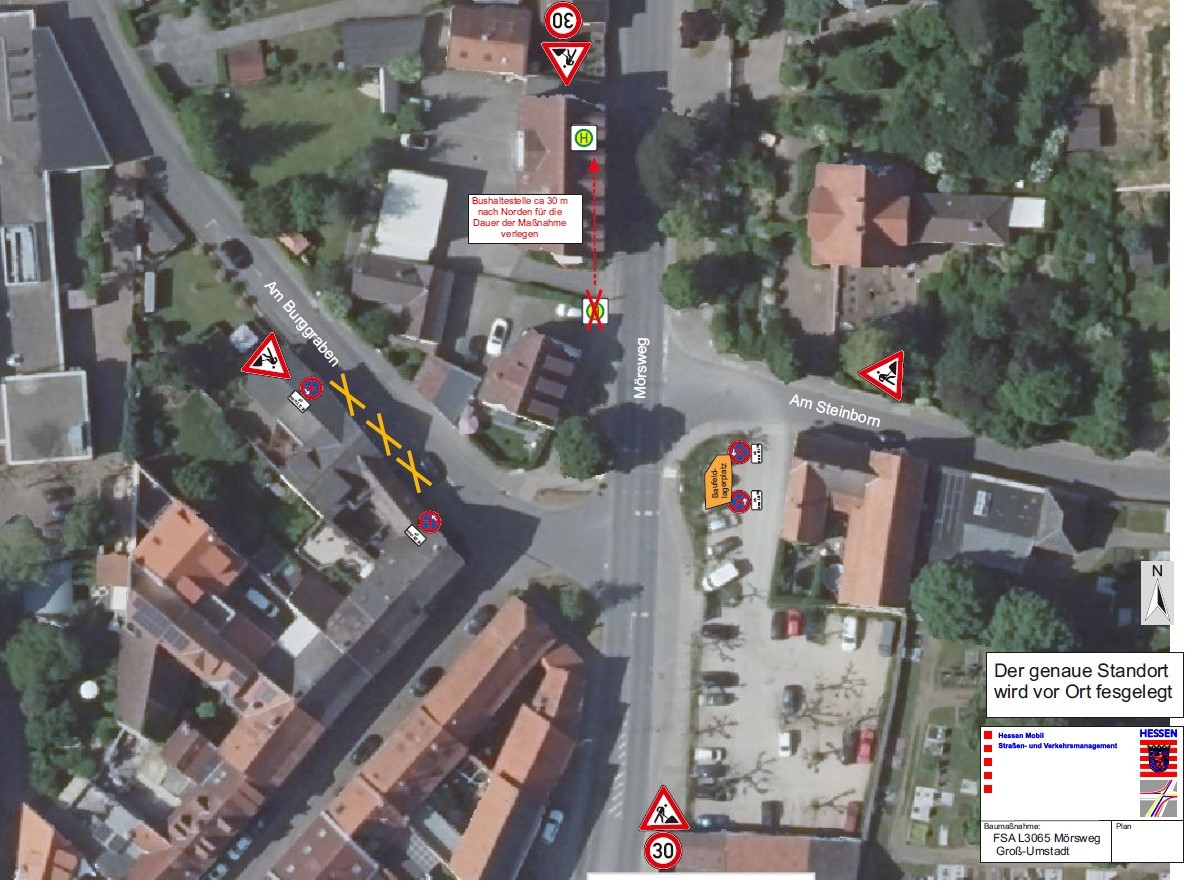 Plan der Umbaumaßnahmen in Straßenkarte