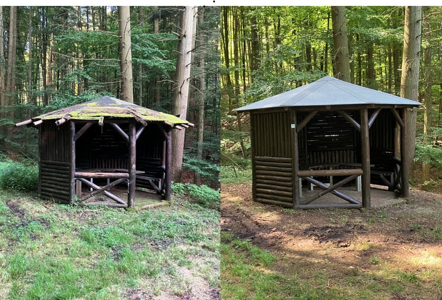 Vergleich Schutzhütte vorher - nachher