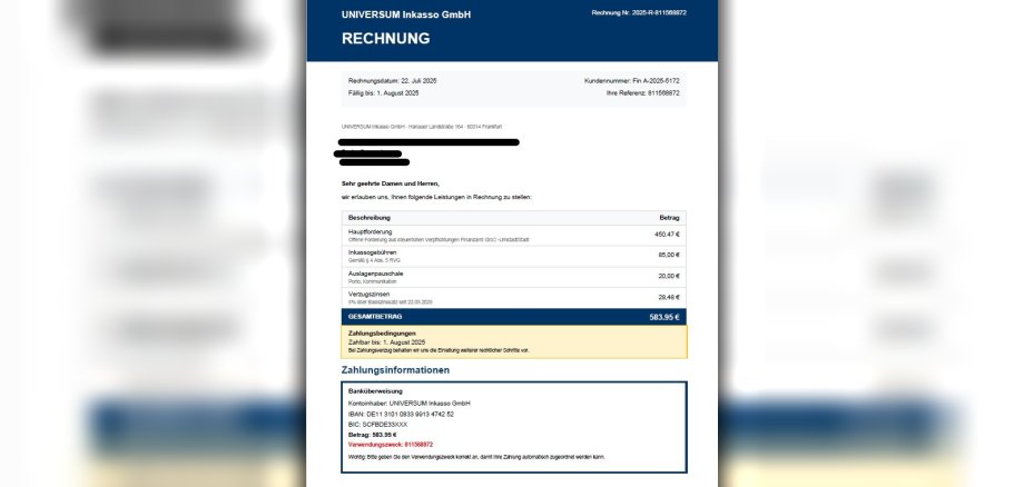 Gefälschtes Mahnschreiben