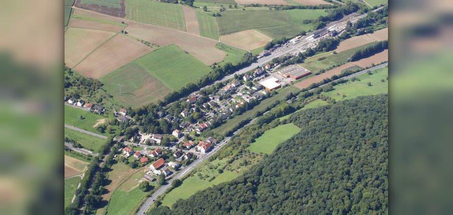 Bahnhof Wiebelsbach von oben