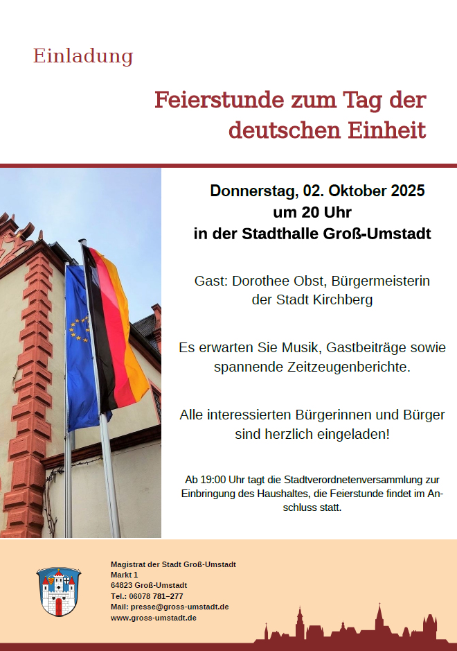 Plakat Feierstunde zum Tag der deutschen Einheit