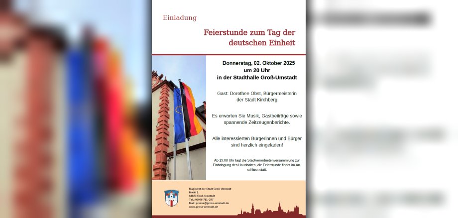 Plakat Feierstunde zum Tag der deutschen Einheit