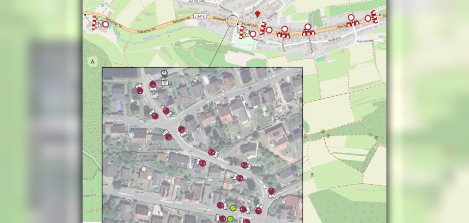 Kartenausschnitt Sperrungen in Raibach