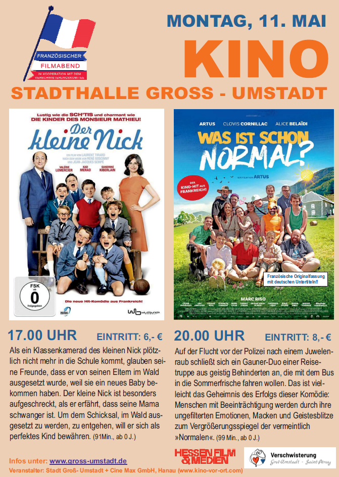 Plakat: Kino in der Stadthalle am 11. Mai