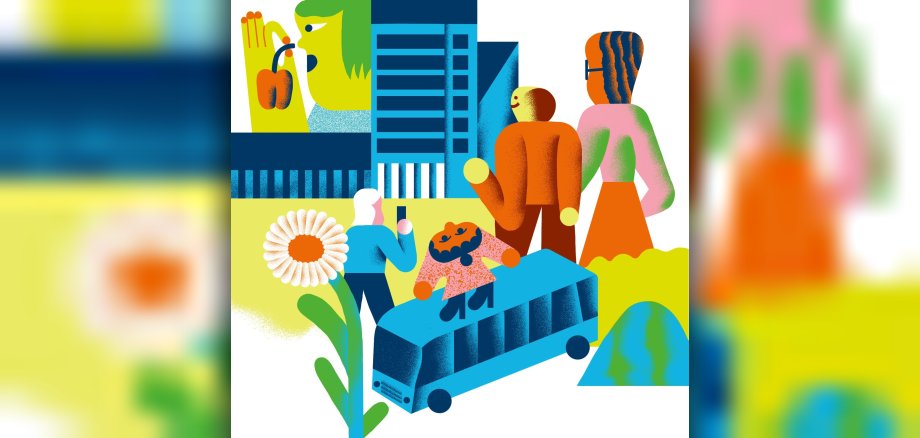 Illustration Demokratie bauen moderne Kunst